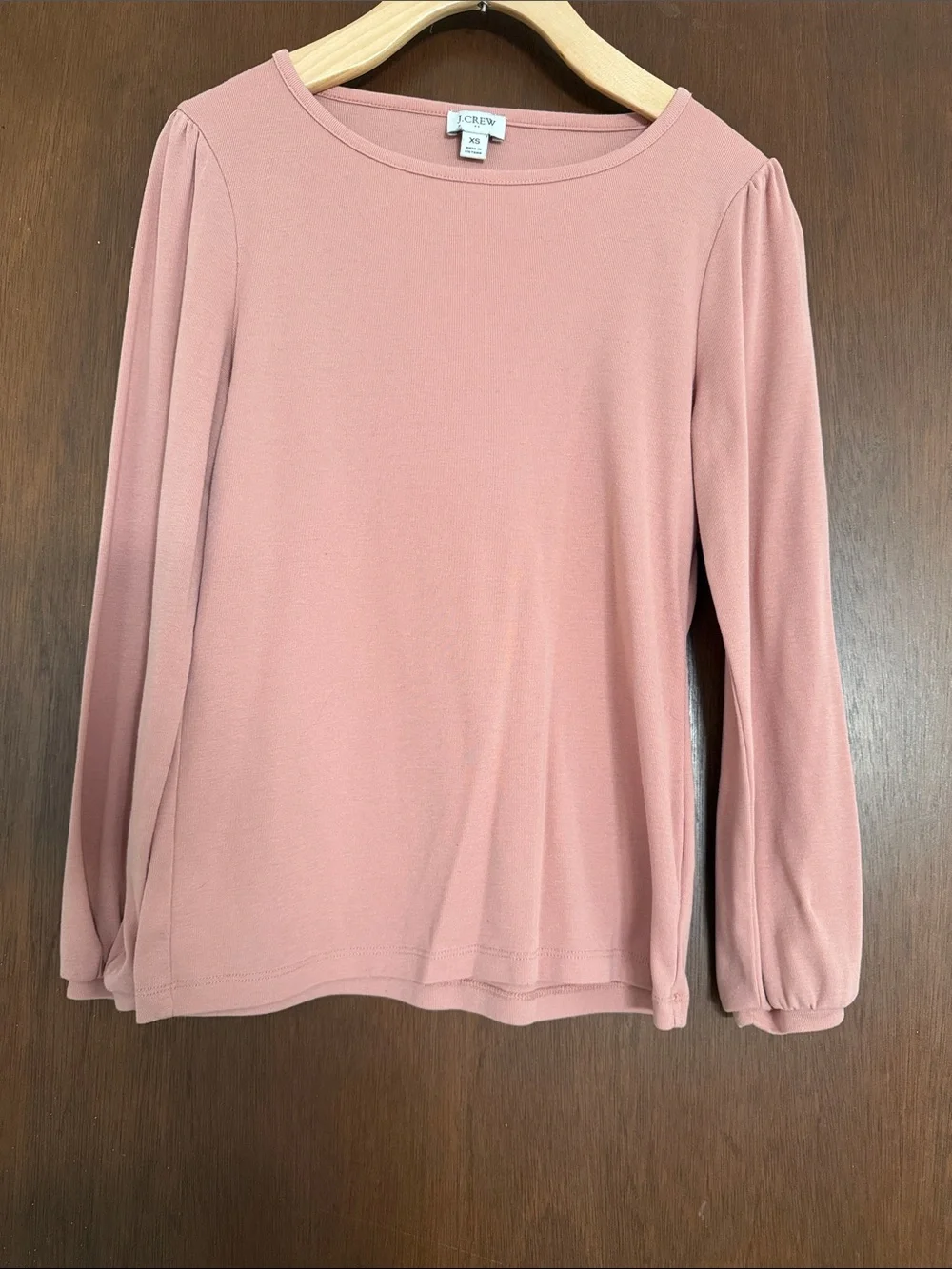 J. Crew Dusty Rose Long-Sleeve Crewneck Top